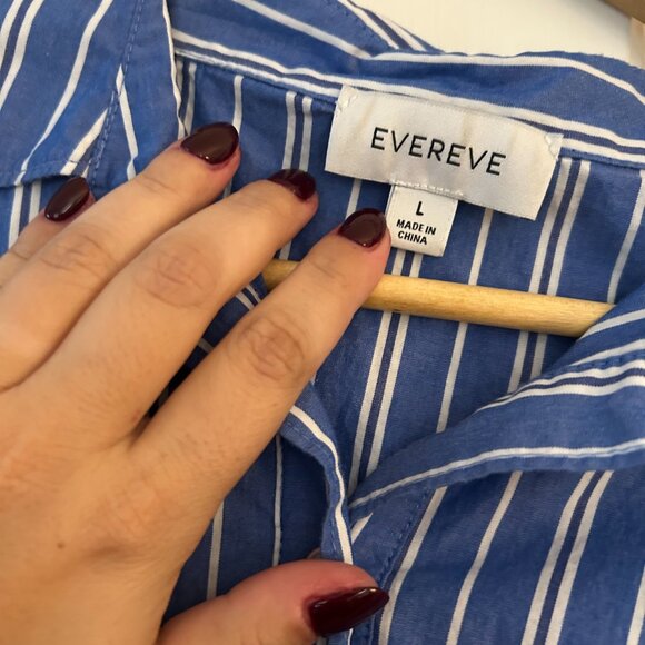 EVEREVE Blue White Striped Short Sleeve Delaney Dress Size Large - Picture 8 of 8